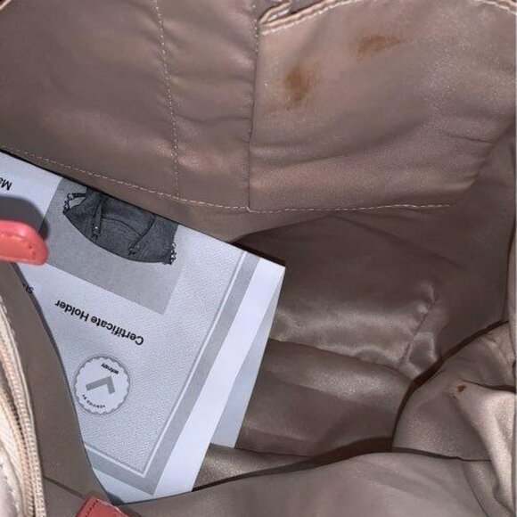 Coach w/COA Salmon Orange Ashley Pleated Leather Satchel 2 way bag - Picture 6 of 7